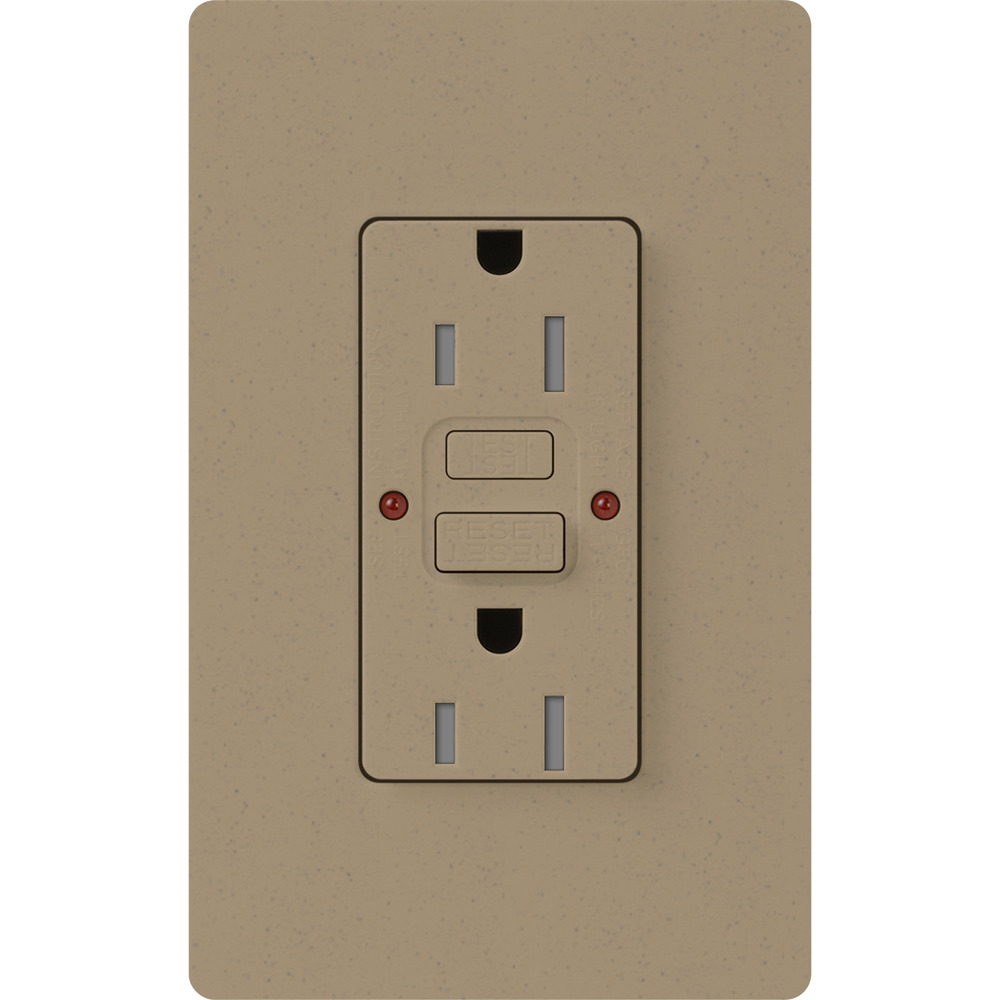 SCR-15-GFST-MS Claro Designer Style Self-Testing Tamper-Resistant GFCI Receptacle, 125 VAC, 15 A, Natural White