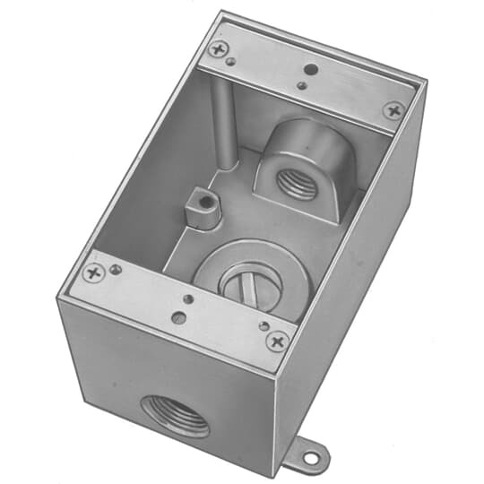 IH3-2-LM Red Dot Universal Weatherproof Box With Mounting Lug, Die Cast Aluminum, 17.3 cu-in Capacity, 1 Gangs, 5 Outlets, 4-9/16 in H x 2-13/16 in W x 2 in D