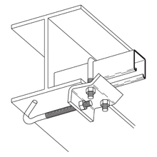 B760-22-J9ZN Beam Clamp, 13/16 to 1-5/8 in Channel, 9 to 11-7/8 in W x 1 in THK Flange, Carbon Steel