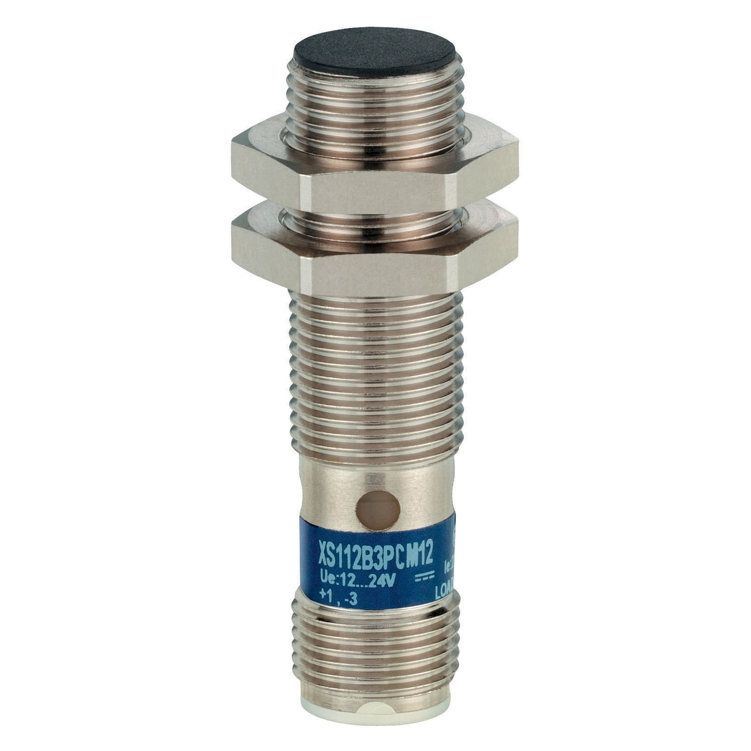 XS112B3PAM12 OsiSense XS Fixed Cylindrical Short Case Proximity Sensor With Reverse Polarity Protection, Inductive, PNP Output, 1NO Contact, 10 to 36/12 to 24 V DC