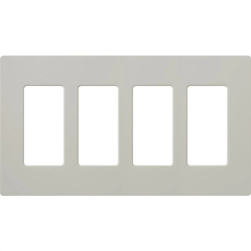 SC-4-PD Claro Wall Plate for Decorator-Style Dimmers, Switches, and Outlets, 4 Gang, Satin, Palladium