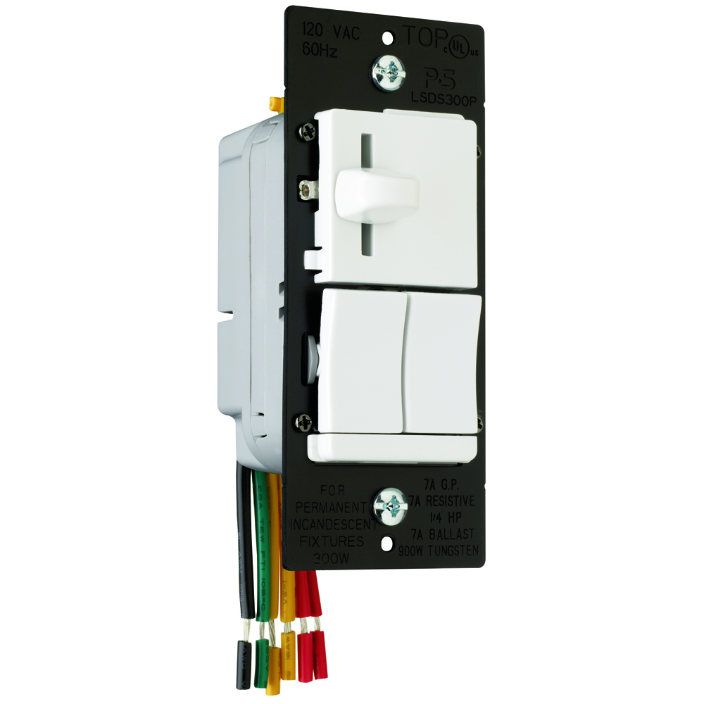 LSDS300PWV Wattstopper LS TradeMaster Dimmer, 120 VAC, 1 Poles, On/Off Operation, White