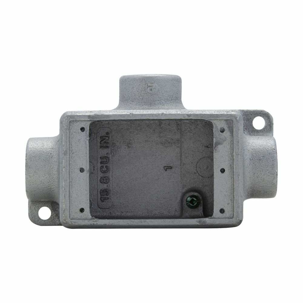 FDCT1 Condulet 3-Entry Deep Tee Device Box With Mounting Lug And Ground Screw, 1/2 in Trade, 1 Gang, Sand Copper-Free Aluminum, Natural