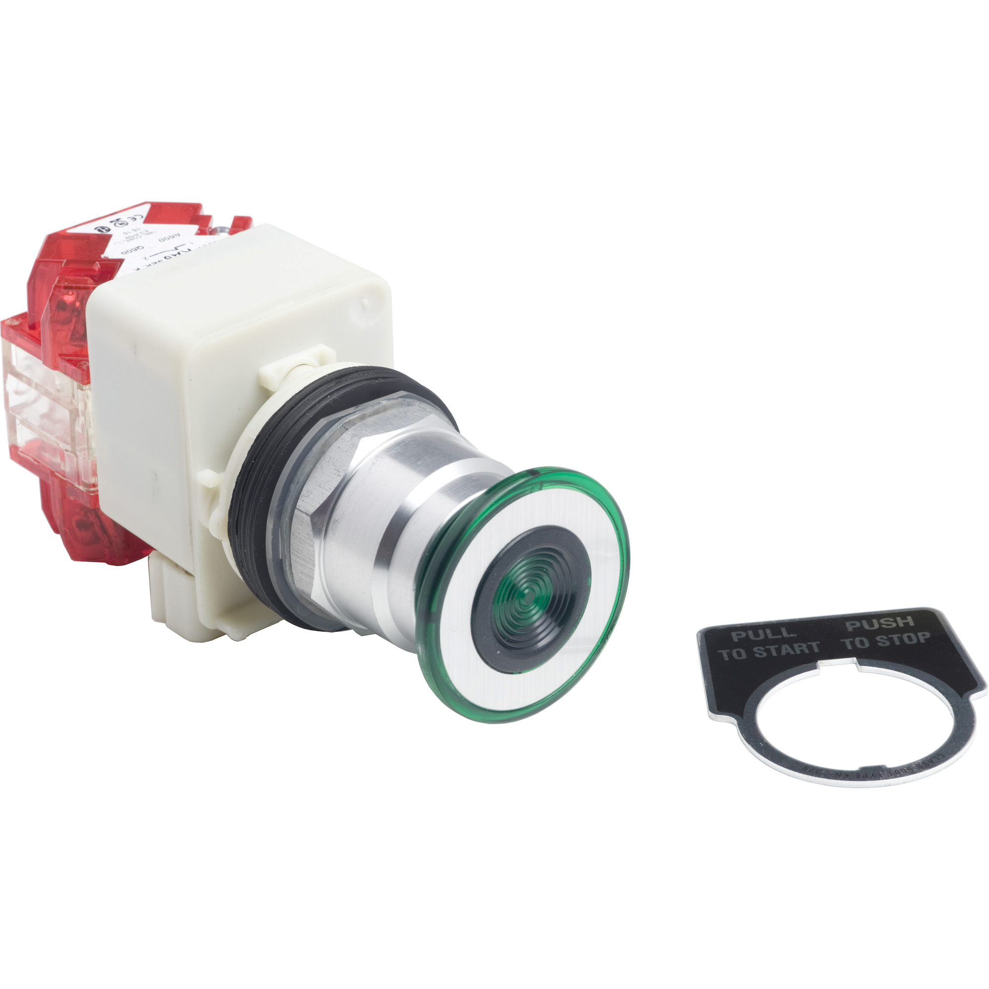 9001KR8P1LGGH25 Harmony Pushbutton With Plastic Full Guard, 30 mm, 1NC-1NC Contact, 41 mm Mushroom Head Operator