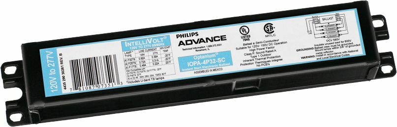 IOP4P32HLSC35M Optanium Electronic Fluorescent Ballast, Programmed, High, 2 Lamps, 50-60 Hz, 120-277V, 32W