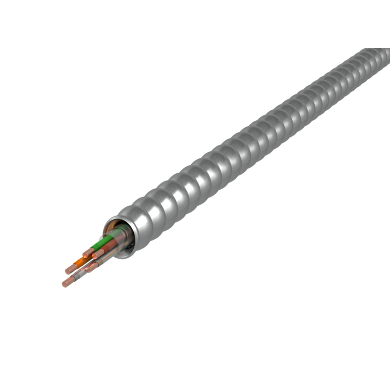3604-42-700 MC-Plus Lite Type MC Interlocked Aluminum Strip Armor Neutral Per Phase Cable With 12-1 AWG Grounding, 12-2 AWG Neutral, 12-2 AWG Phase Conductor, Coil Packaging, 600 V, 12 AWG Solid Copper Conductor, 250 ft L