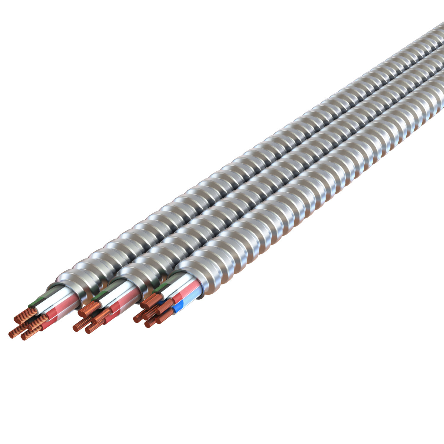 3662-44-700 MC-Plus Lite Type MC Interlocked Aluminum Strip Armor Neutral Per Phase Cable With 10-1 AWG Grounding, 10-3 AWG Neutral, 10-3 AWG Phase Conductor, Coil Packaging, 600 V, 10 AWG Stranded Copper Conductor, 250 ft L