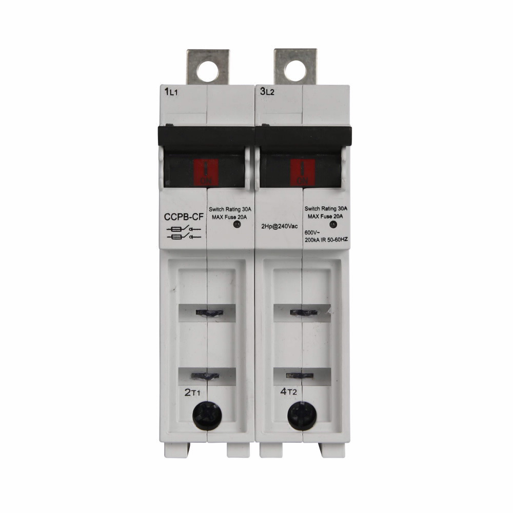 CCPB-2-30CF CUBEFuse Quik-Spec Finger Safe Fusible Disconnect Lock-On Provision Compact Circuit Protector Base, 600 V AC, 30 A, 2 Poles, Class CF Fuse, 18 to 4 AWG Wire