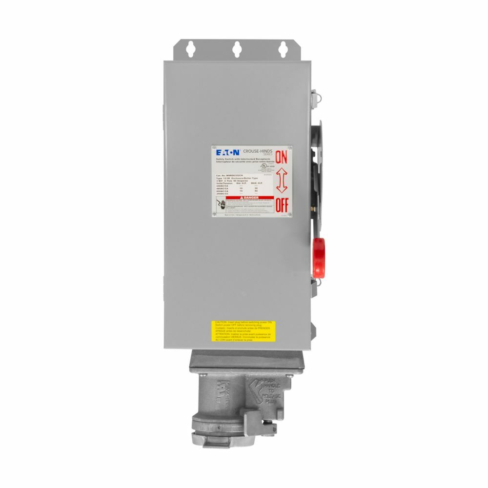 WSRD63542CH-S901 Arktite Grounding Style 2 Non-Fusible Interlocked Receptacle With Enclosed Safety Disconnect Switch, Solid Door, 480/600 VAC, 60 A, 4 Poles, 3 Wires, Gray/Natural