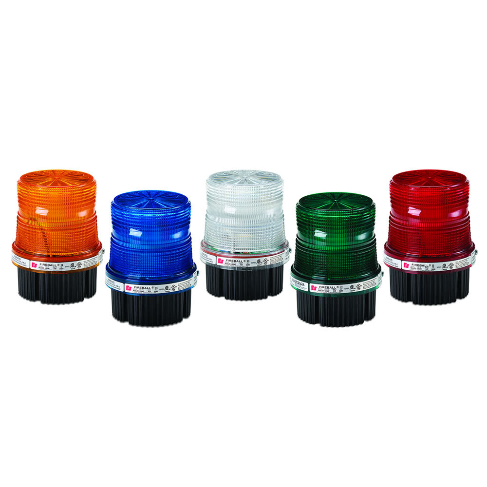 FB2LED-120-240R Fireball LED Warning Light, 120 to 240 V AC, LED Lamp, 4.1 in Dia, Screw Mount, Red