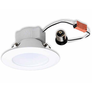 LED10RS4/827E26P 120 RS Series Can Dimmable Downlight LED Lamp With 4 in Can Pigtail Attachment, R20 Lamp, 10 W Fixture, 120 V