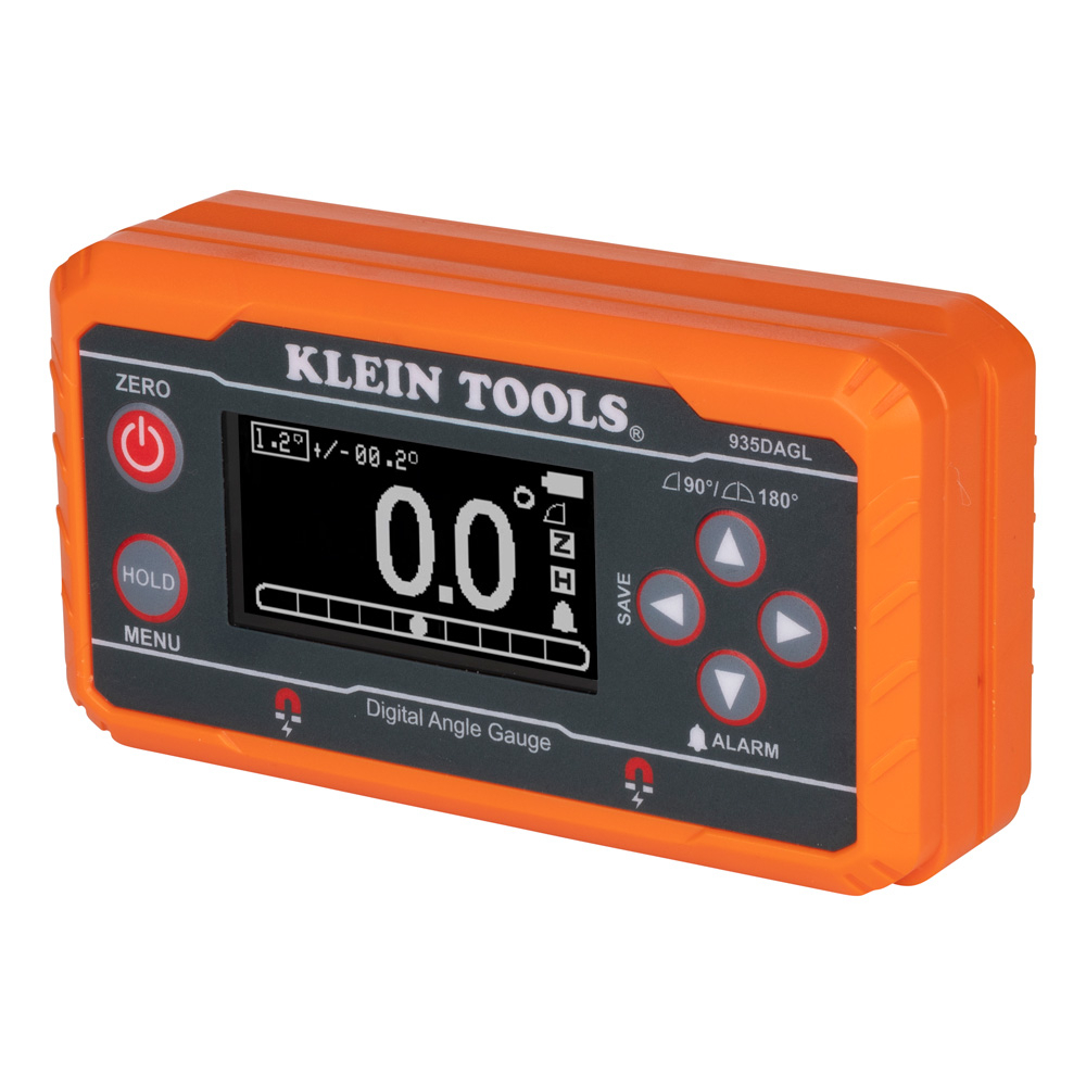 935DAGL Digital Level With Programmable Angle, 0 to 90 deg, 0 to 180 deg, Bullseye Measuring, +/-0.2 deg Horizontal/Vertical Orientation, +/-0.5 deg Bullseye Orientation Accuracy, 4.57 in L x 1.36 in W x 2.48 in H, AA Battery, Digital Display