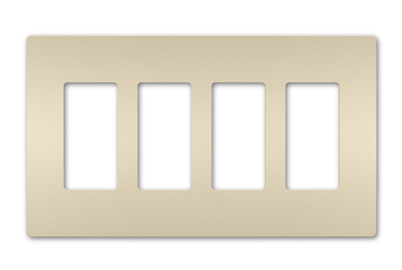 RWP264LA Wattstopper radiant Screwless Wall Plate, 4 Gangs, 8.59 in W x 4.94 in H x 0.65 in D, Polycarbonate, Light Almond