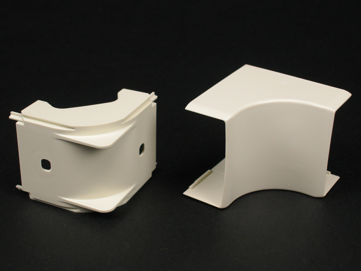 PN03F17WH 1-Channel Non-Metallic Internal Raceway Elbow, 90 deg Bend, 1 in Bend Radius, PVC