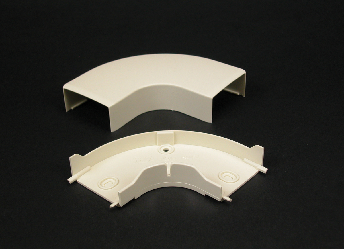 PN10F11WH 1-Channel Non-Metallic Raceway Elbow, 90 deg Bend, 1 in Bend Radius, PVC