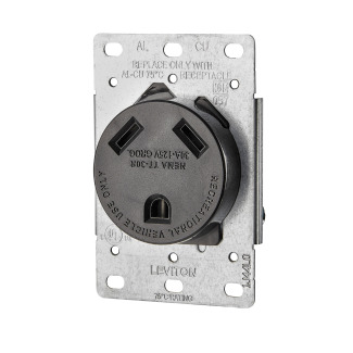 7313-S00 Straight Blade Receptacle, 125 V AC, 30 A, 2 Poles, 3 Wires, Black