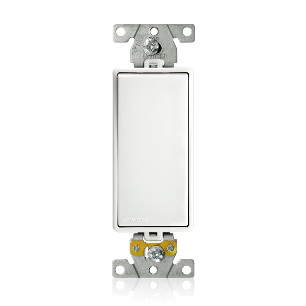 M5691-W Decora Plus Lev-Lok Framed Heavy Duty Self-Grounding Rocker Switch, 125 V AC, 15 A, 1/2 hp, 2 hp Power Rating