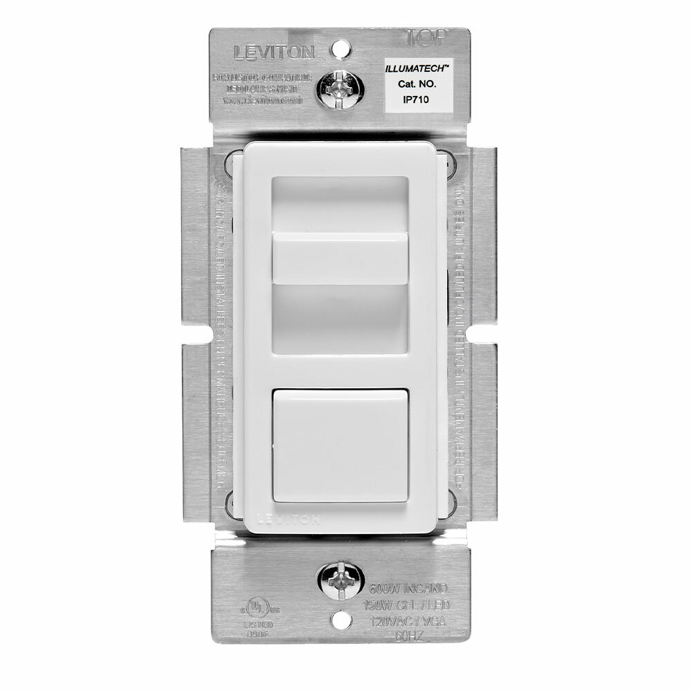 IP710-D0Z Decora IllumaTech 3-Way Dimmer Switch, 120/277 V AC, 1 Poles, Ivory/Light Almond/White