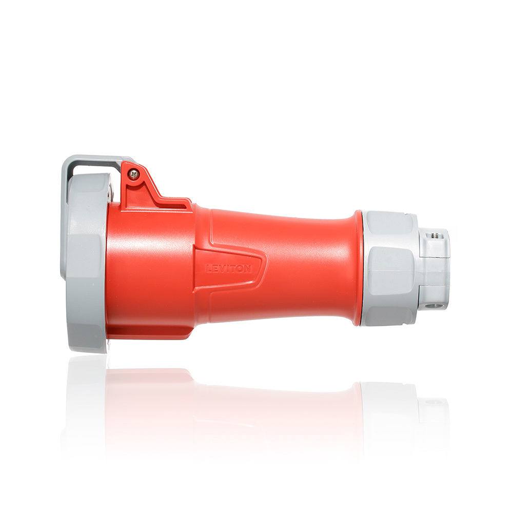 530C7WLEV 3-Phase 7-Clock Position Dust/Watertight Pin and Sleeve Connector With Standard Clamp, 347/600 V, 30 A, 4 Poles, 5 Wires, Red