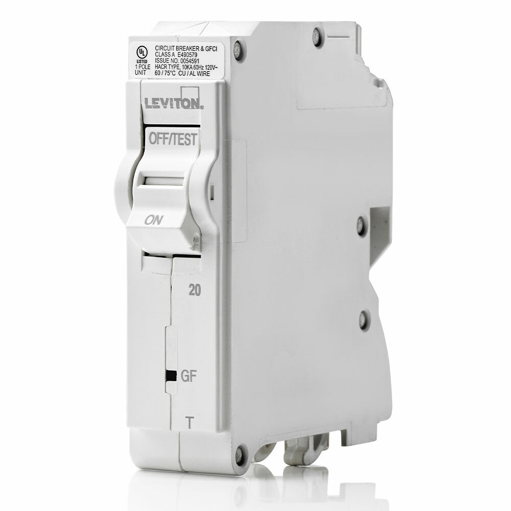 LB120-GFT GFCI Circuit Breaker With Instruction Sheet, 120 V AC, 20 A, 10 kA Interrupt, 1 Pole, Thermal Magnetic Trip