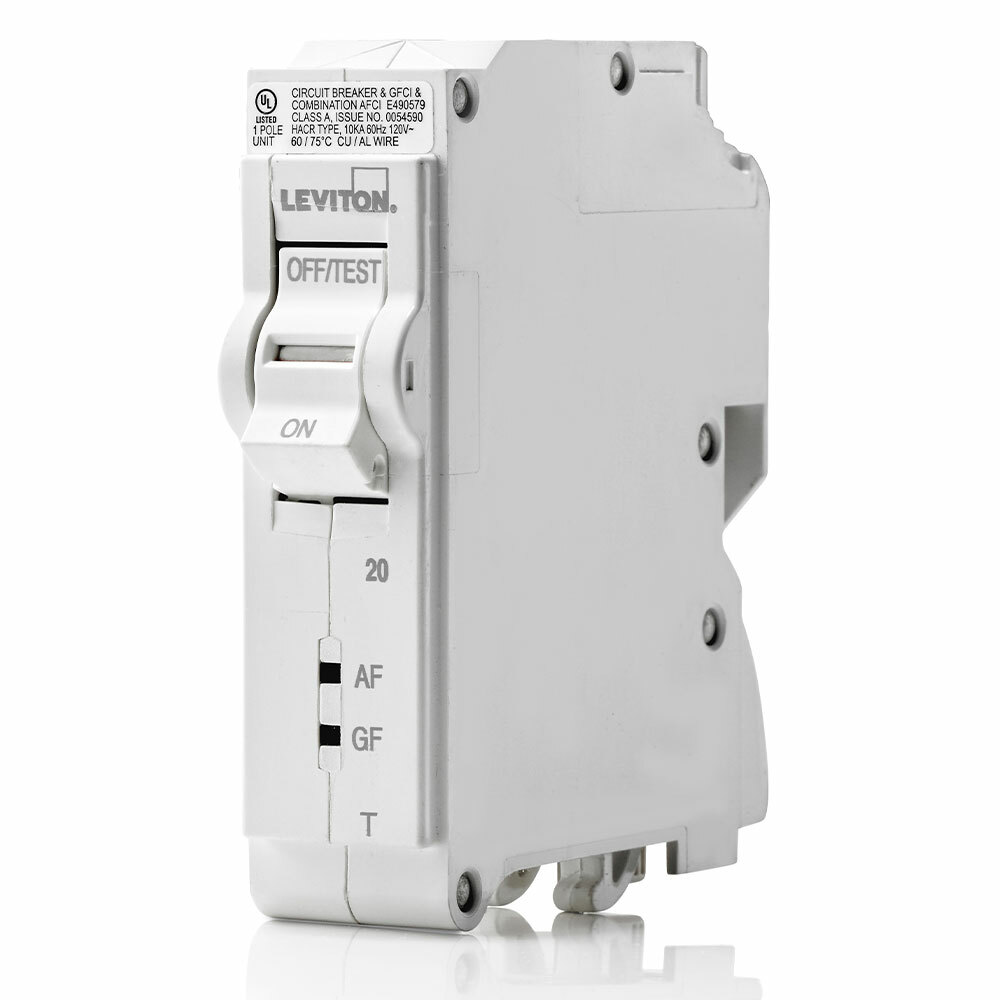 LB120-DFT Smart AFCI/GFCI Circuit Breaker, 20 Amp, 120V, 1 Pole, 10KA