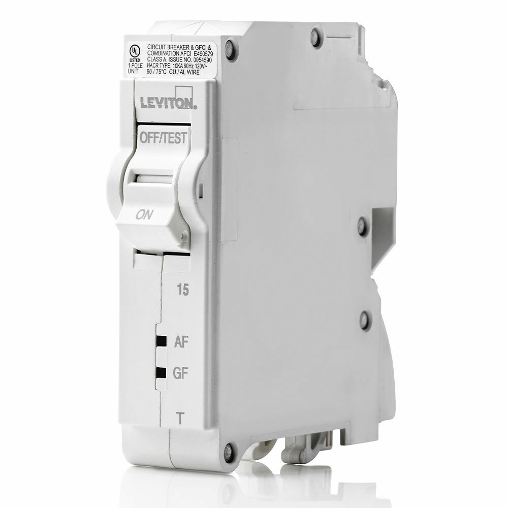 LB115-DFT Dual Function AFCI/GFCI Circuit Breaker With Instruction Sheet, 120 V AC, 15 A, 10 kA Interrupt, 1 Pole, Thermal Magnetic Trip