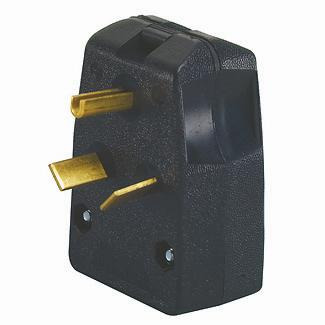 287-E Non-Grounding Straight Blade Angle Plug, 125/250 V AC, 30/50 A, 3 Poles, 3 Wires, Black