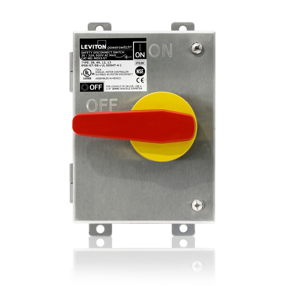 MDS3-ST Powerswitch 1/3 Phase Non-Fused Slope Top Disconnect Switch, 600 V AC, 5 hp, 25 hp Power Rating, 30 A