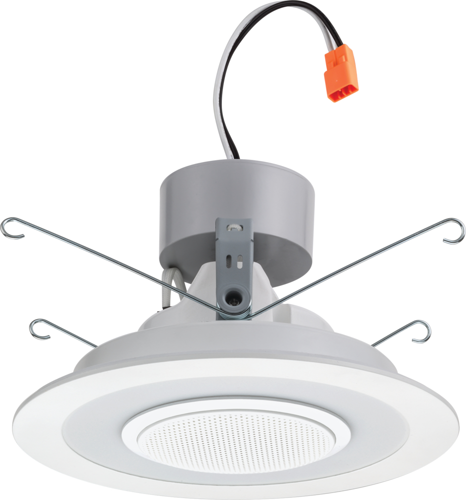 6SL RD 07LM 27K 90CRI MW M6 IC/Non-IC Round Retrofit Downlight Module With 6 in Integrated Wireless Speaker, 12 W Fixture, 6 in Ceiling Opening, 120 VAC, Polycarbonate Housing