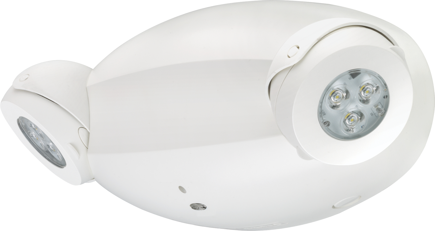 ELM6L UVOLT LTP SDRT Adjustable Optics Emergency Light With Self-Diagnostics, Remote Test, 10.6 W LED Lamp, 120 to 347 V AC, 2 Heads, Thermoplastic