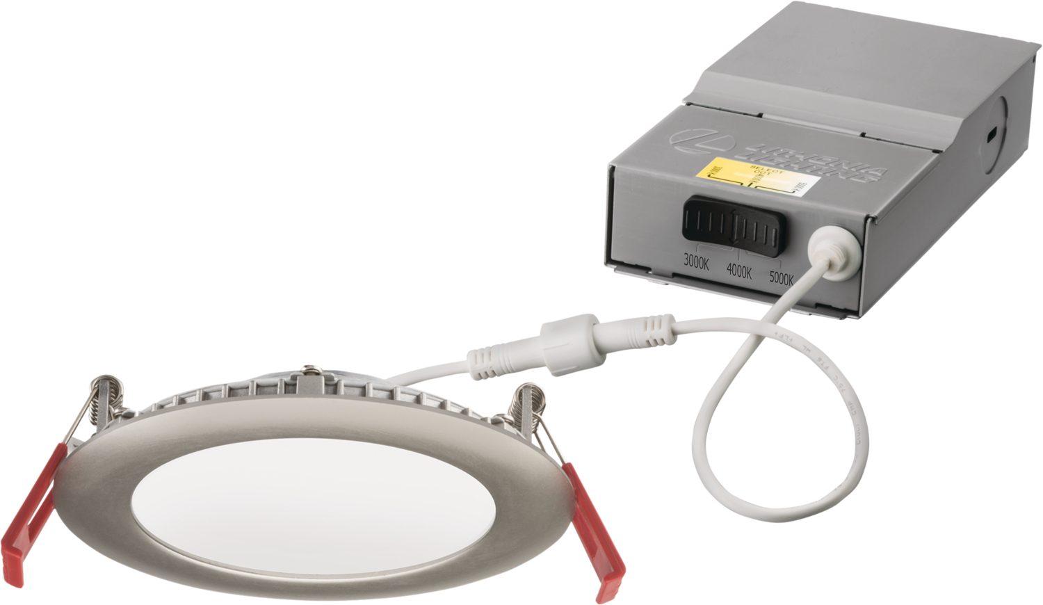 WF4 LED 30K40K50K 90CRI BN M6 WF4 Dimmable Round Wafer Thin Recessed Downlight, LED Lamp, 9/10 W Fixture, 4.2 in Ceiling Opening, 120 to 277 VAC, Die Cast Aluminum Housing