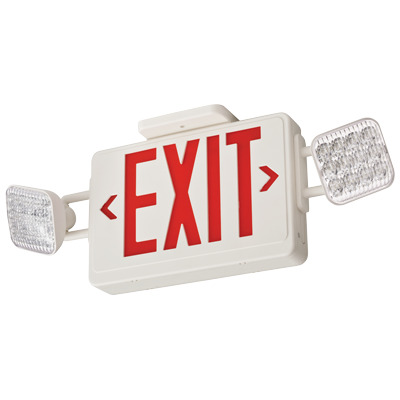 ECRG SQ M6 Square Head Emergency Light/Exit Combo, 3.5 W Fixture, 120/277 V AC, White Housing, EXIT Legend