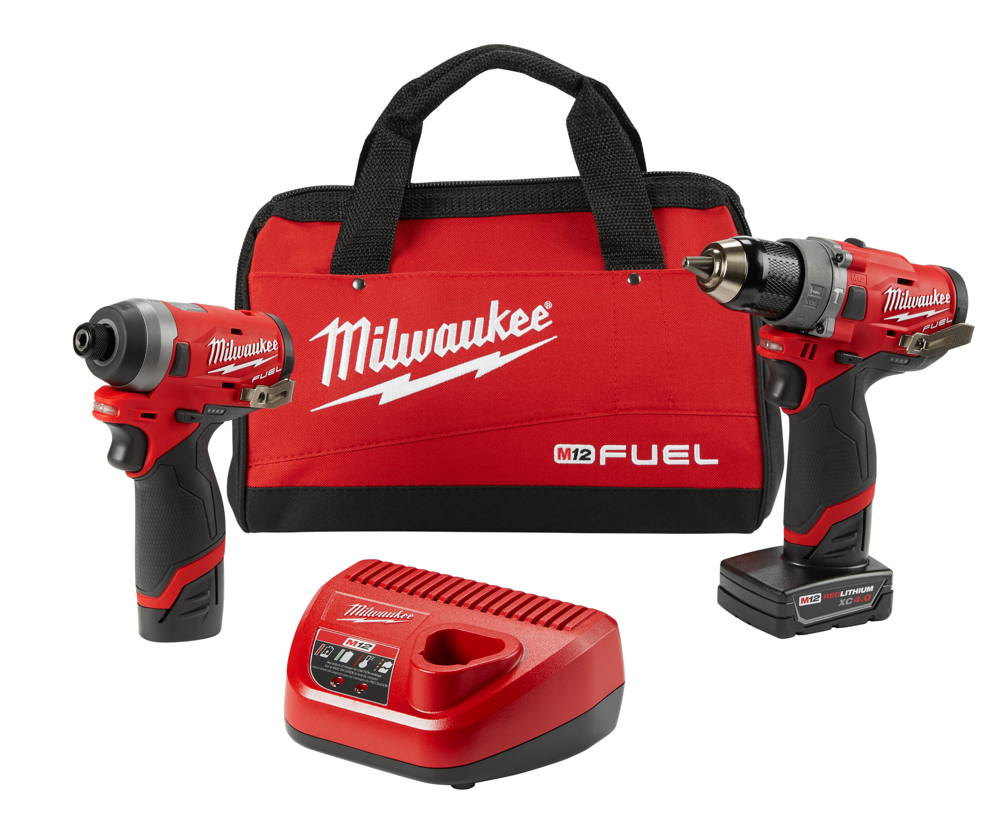 2598-22 M12 Fuel Cordless Combination Kit, Tools: Hammer Drill/Driver, Impact Driver, 12 V AC, 2/4 Ah Lithium-Ion, Pistol Grip Handle