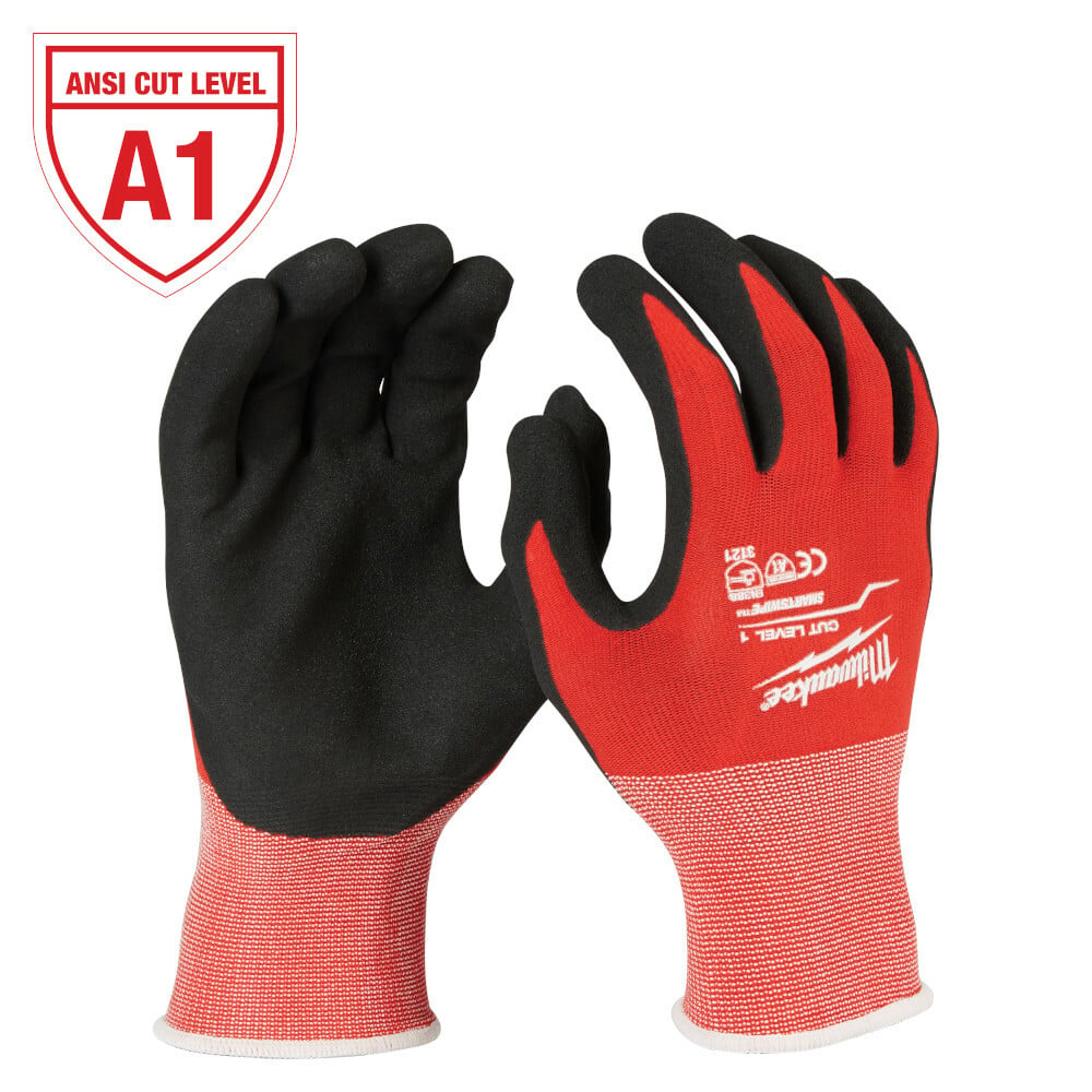48-22-8902B Dipped Gloves, L, Nylon, Knit Wrist Cuff, Resists: Abrasion, Tear and Puncture, ANSI Cut-Resistance Level: A1, ANSI Puncture-Resistance Level: 1