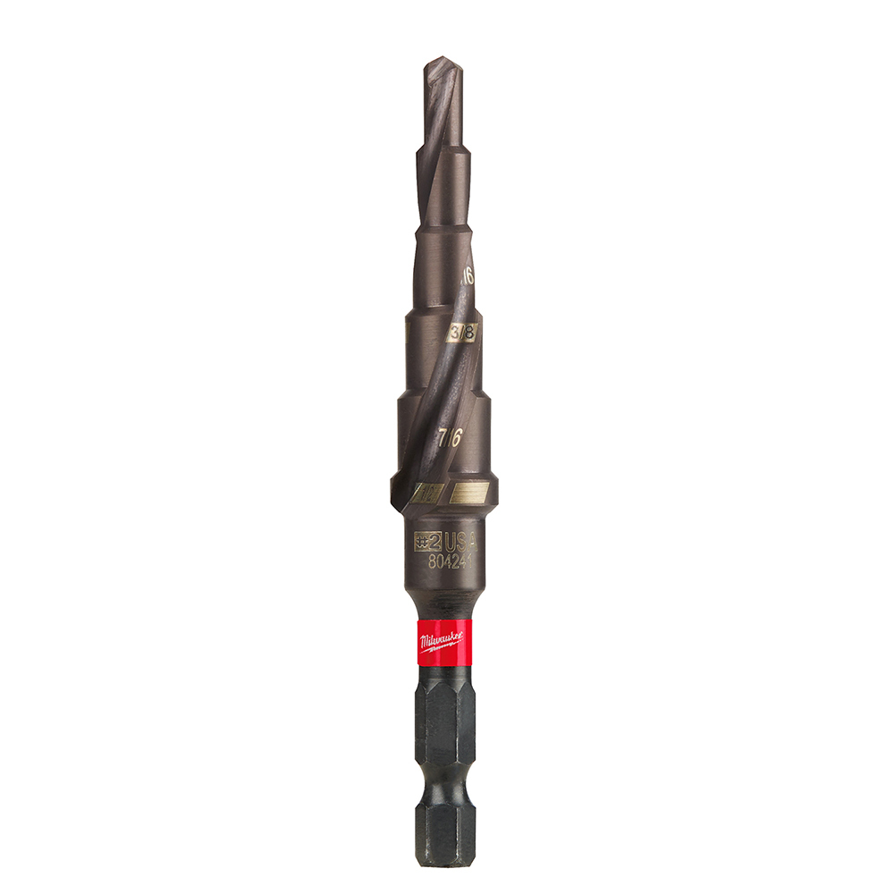 48-89-9242 Shockwave Impact Duty Impact Step Drill Bit, 3/16 in Dia Min Hole, 1/2 in Dia Max Hole, 6 Steps, Titanium, 6 Hole Sizes, 1/4 in Shank