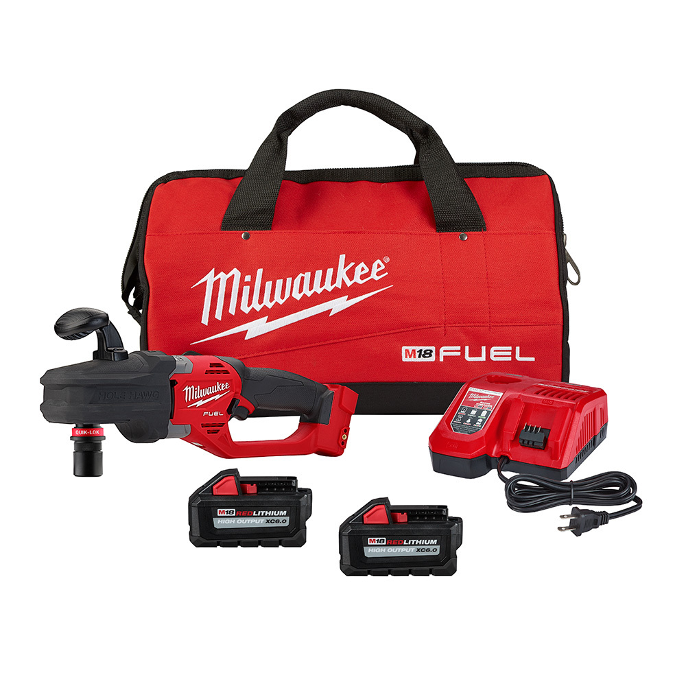 2808-22 M18 FUEL Hole Hawg Cordless Right Angle Drill Kit, QUIK-LOK Chuck, 18 V, 1550 rpm No-Load, 15.6 in OAL, Li-Ion Battery