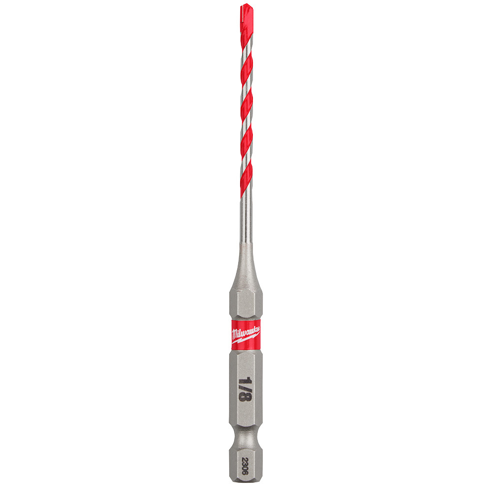 48-20-9000 SHOCKWAVE Single Ended Hammer Drill Bit, 1/8 in Drill Bit, 1/4 in Hex Shank, 2 in D Cutting, Carbide Cutting Edge, 3-1/2 in OAL
