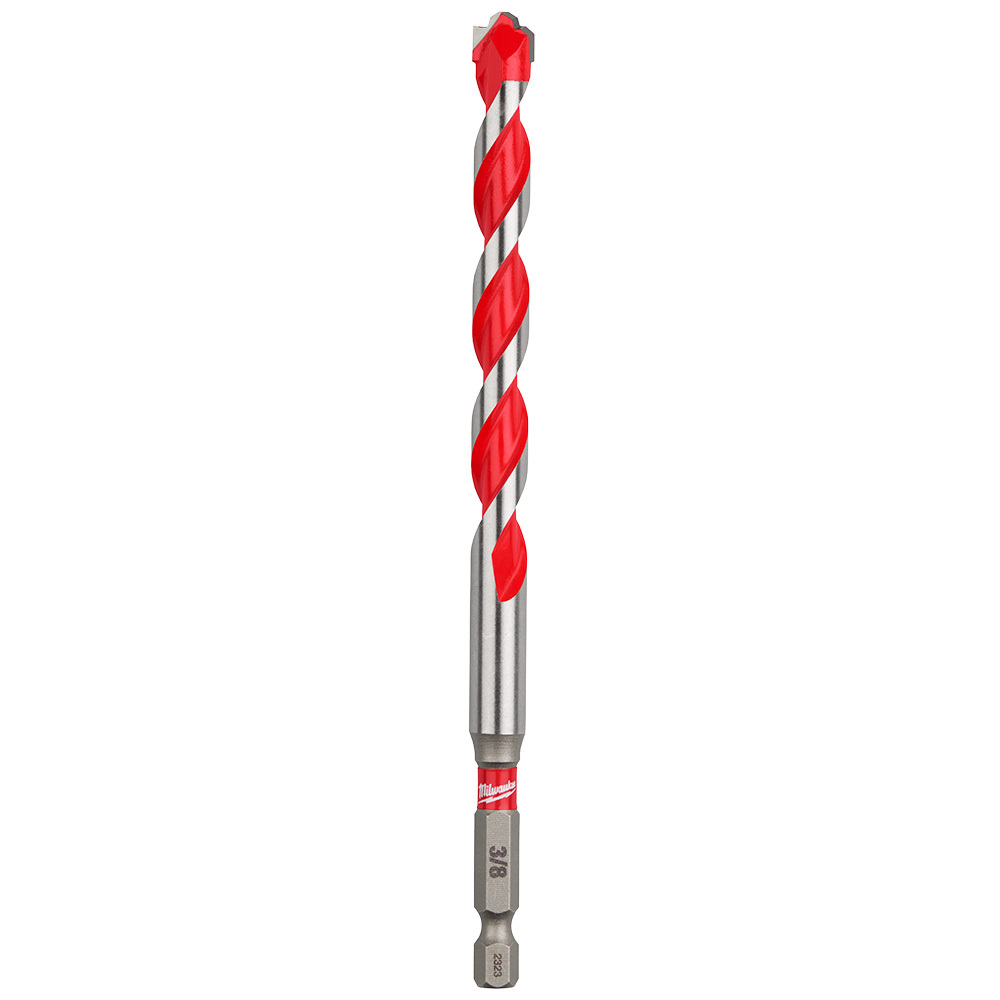 48-20-9021 SHOCKWAVE Single Ended Hammer Drill Bit, 3/8 in Drill Bit, 1/4 in Hex Shank, 4 in D Cutting, Carbide Cutting Edge, 6 in OAL