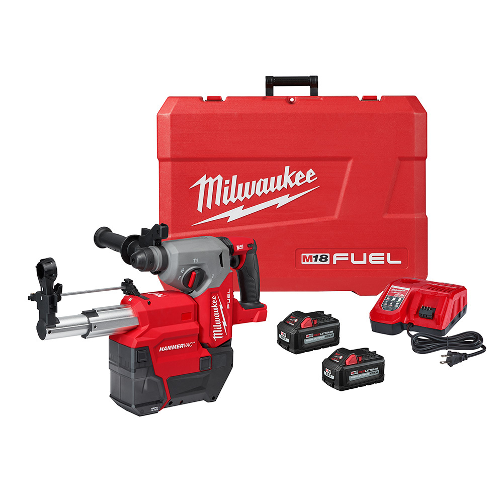 2912-22DE Hammervac M18 FUEL 3-Mode Cordless Rotary Hammer Kit, 1 in SDS Plus Chuck, 18 V, 0 to 1330 rpm No-Load, Li-Ion Battery