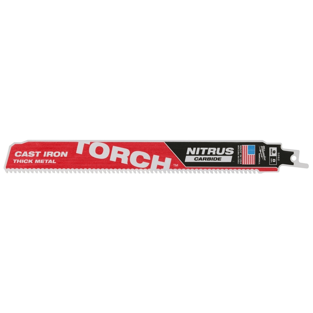 48-00-5262 Sawzall Torch Saw Blade, 9 in L x 1 in W, 7 TPI, Cast Iron Body, Universal Tang