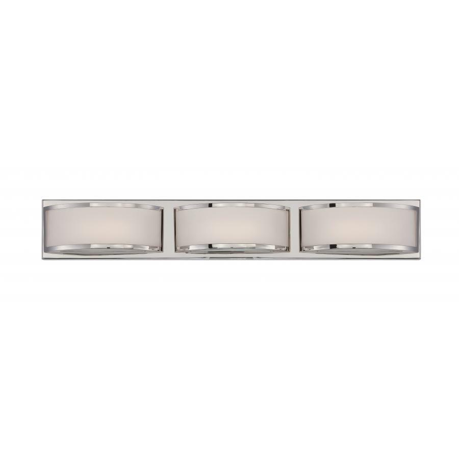 62-313 Nuvo Mercer Contemporary Dimmable Wall Sconce Fixture, (3) Lamp, 120 V AC, Polished Nickel Housing