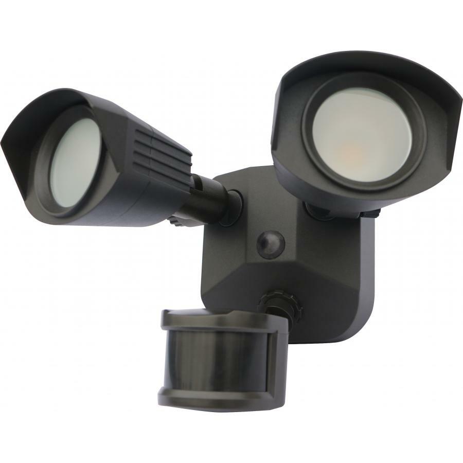 65-213 Nuvo 2-Head Non-Dimmable Security Light With Motion Sensor, (2) LED Lamp, 120 V, Die Cast Aluminum Housing