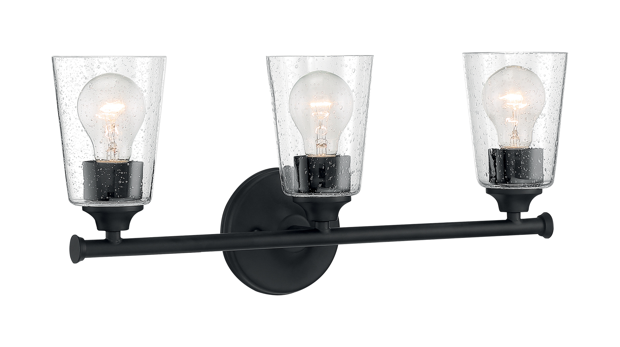 60-7283 Nuvo Bransel Dimmable Transitional Vanity Fixture, (3) A19 Lamp, 120 V, Matte Black Housing