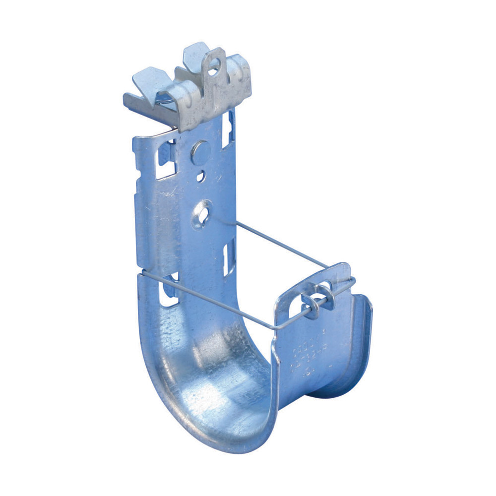 CAT32HP58 CAT HP J-Hook With Hammer-On Flange Clip, 2 in Dia, 60 lb Static Load, For Use With High Performance Cable Support System, Beam Mount, Spring Steel/Steel