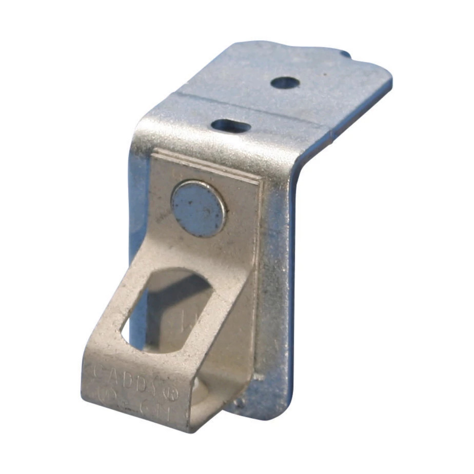 4TIAFAB3 Thread Install Rod Hanger With Pin Driven Angle Bracket, 160 lb Static Load, Spring Steel/Steel, Caddy Armor/Pre-Galvanized