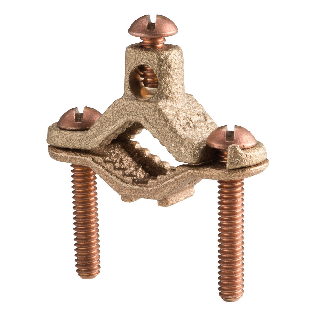 CWP4J Water Pipe Ground Clamp, 10 AWG Solid to 4 AWG Stranded, 6 to 16 sq-mm Stranded Conductor, Silicon Bronze