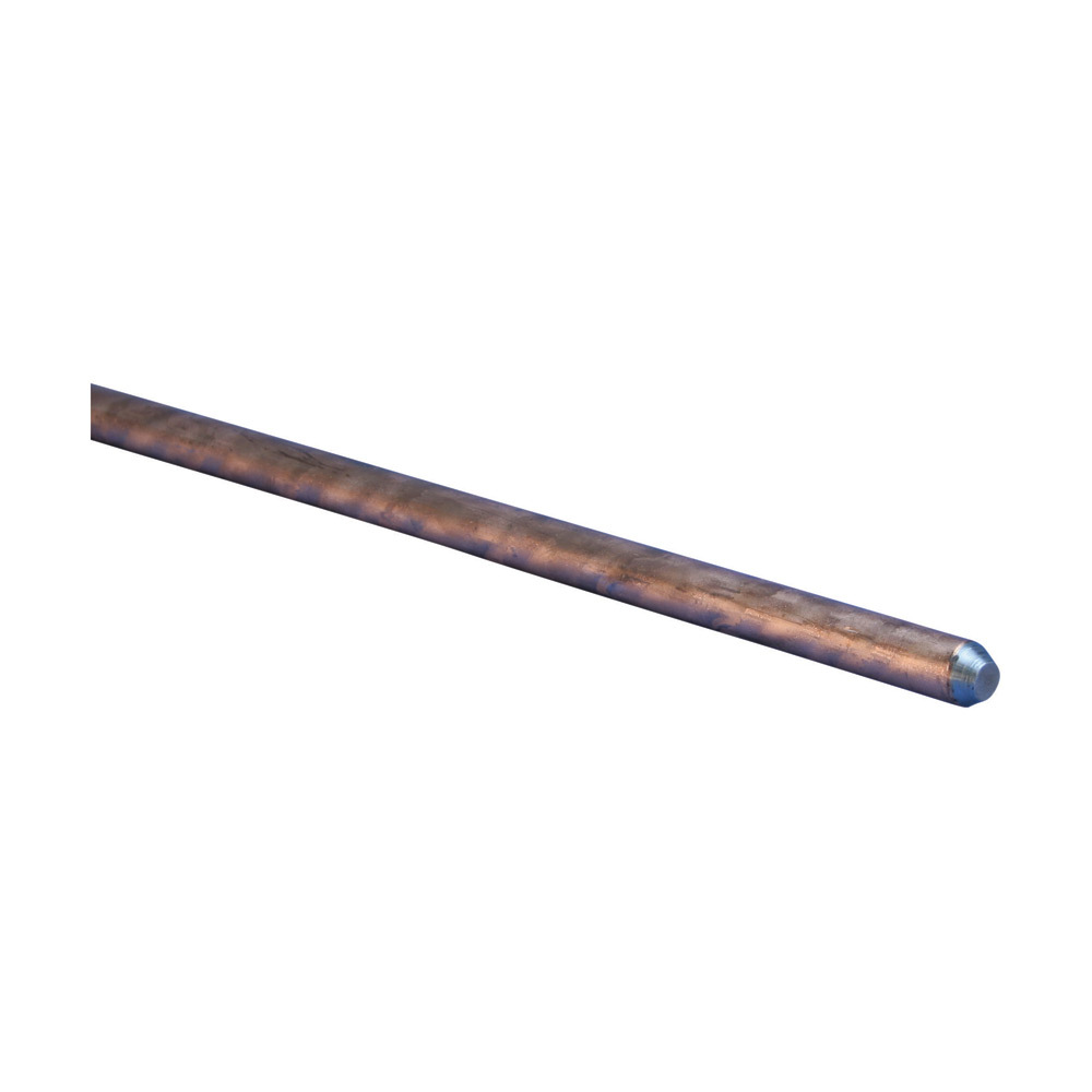615880 Pointed Ground Rod, 5/8 in Nominal, 8 ft OAL, Copper Bonded Steel, Electrolytic Copper Coated, 10 mil THK Coating