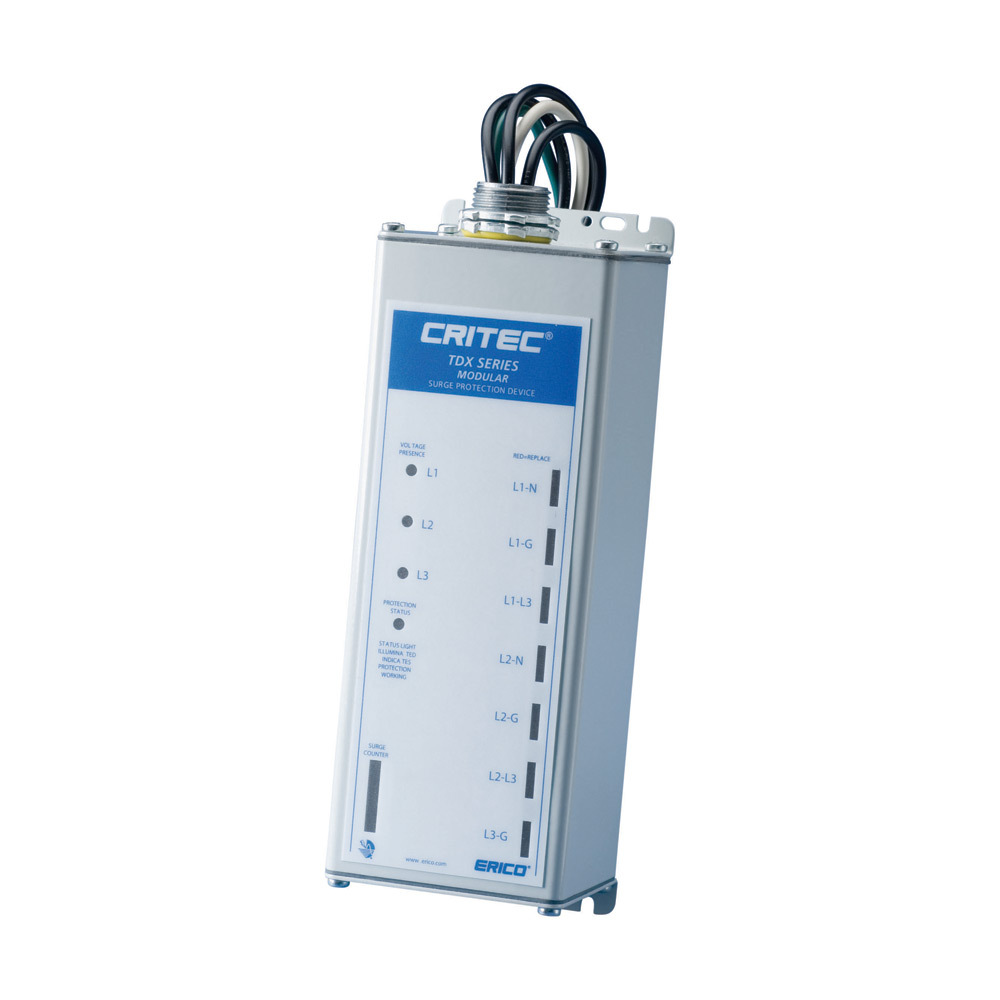 TDX100S480D Modular Surge Panel Protector With Surge Counter, 480 Delta V AC, 50/60 Hz, 3 Phase, 10 AWG Wire