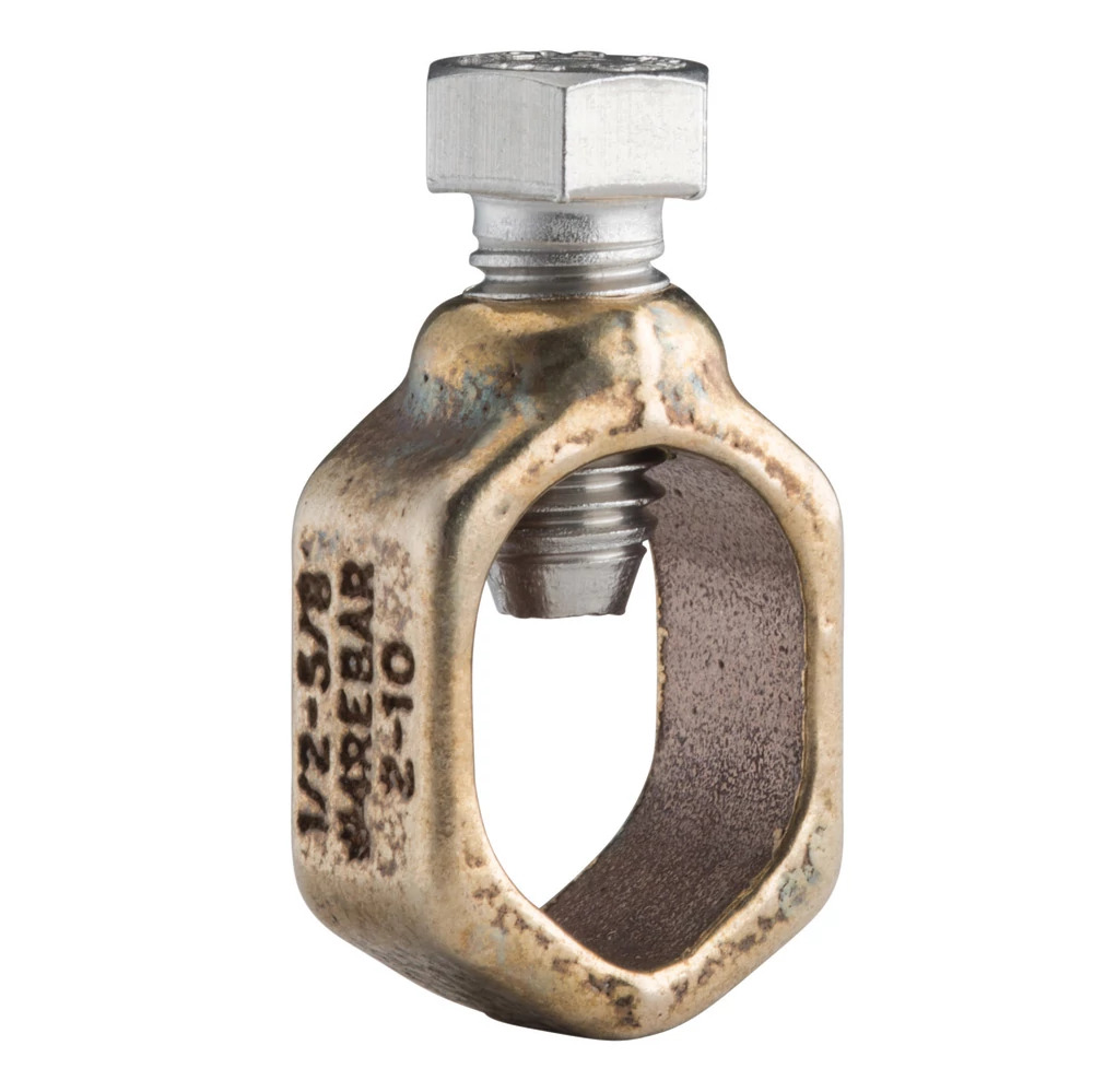 CP58 Ground Rod Clamp, 1/2 to 5/8 in Rod, 10 AWG Solid to 2 AWG Stranded, 6 sq-mm Solid to 25 sq-mm Stranded Conductor, Silicon Bronze