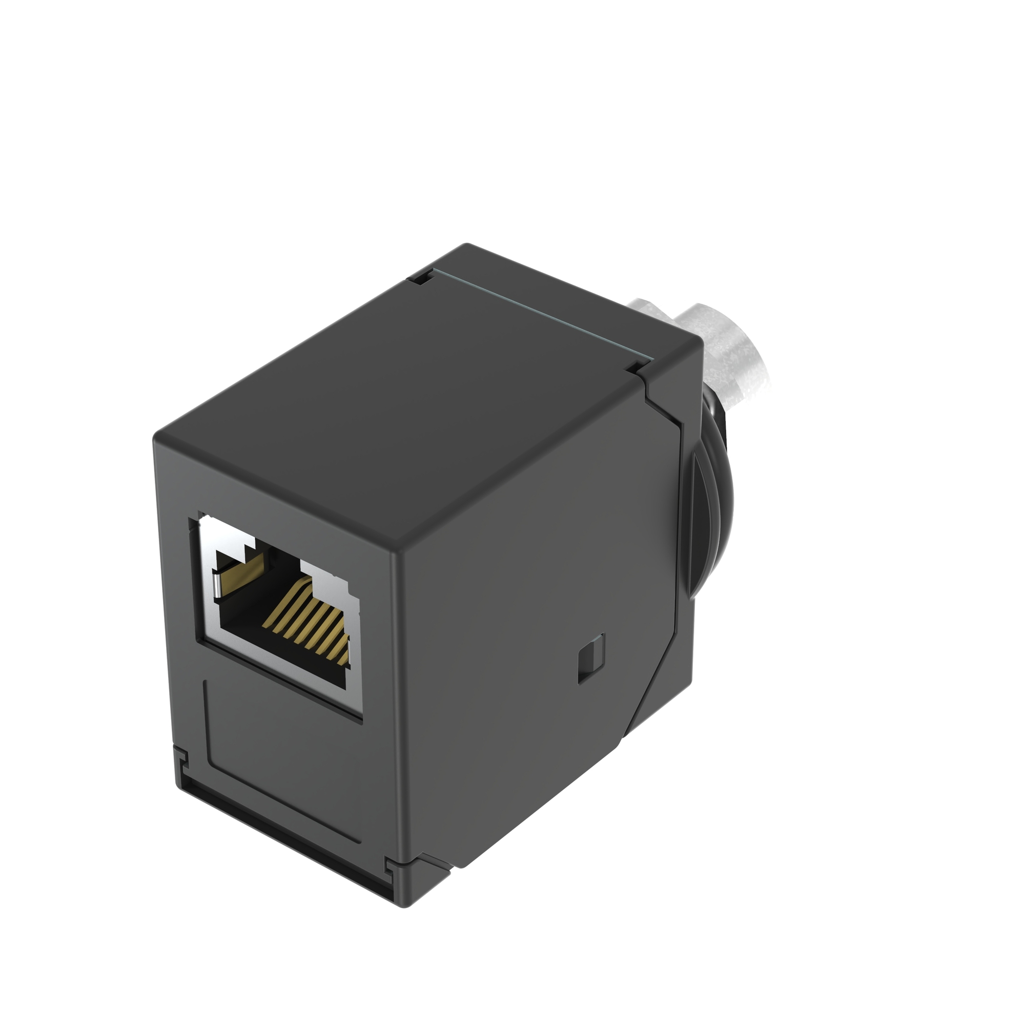 ICAM12XRJS IndustrialNet Cat 6A M12 X-Code Female to RJ45 Straight Industrial Adapter, 2.09 in L x 1.26 in W x 1.07 in H, -13 to 176 deg F
